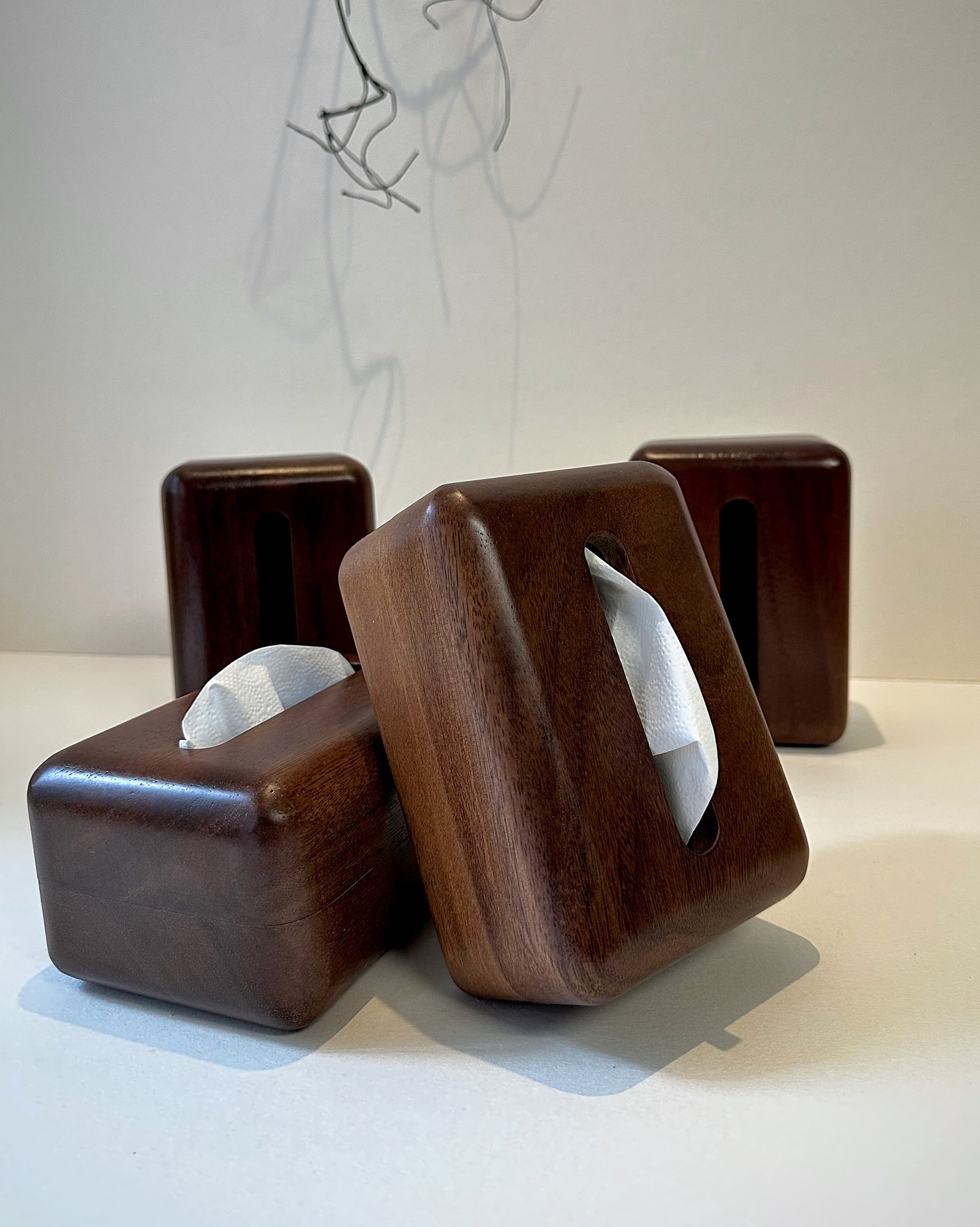 Wooden tissue box